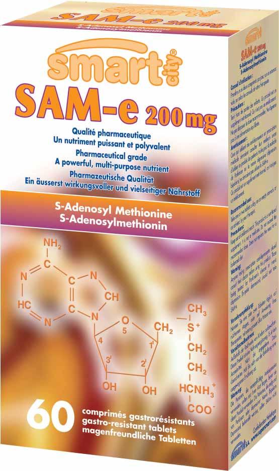 Estado de humor Estado de humor SAM-e S-adenosil-metionina 200 mg 60 comprimidos gastro-resistentes Código 0227 A S-adenosil-metionina (SAM-e) é um composto presente naturalmente no organismo, onde