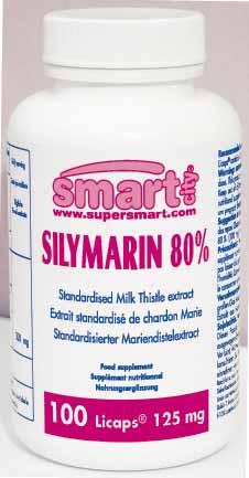 Silymarin 80% 125 mg 100 Licaps Código 0030 A silimarina é um flavonóide extraído das sementes do cardo mariano, com propriedades hepatoprotectoras potentes e demonstradas por inúmeros estudos.