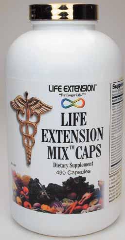 Life Extension Mix 490 cápsulas Código 0001 315 comprimidos Código 0251 Life Extension Mix contém 94 extractos únicos de legumes, de frutas e de plantas, bem como potentes aminoácidos, vitaminas e