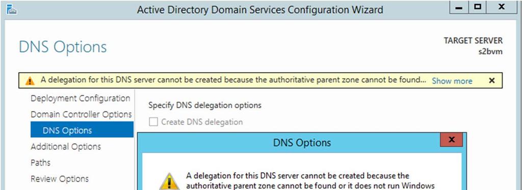 Opções DNS do novo DC Ao promover um novo DC ele é