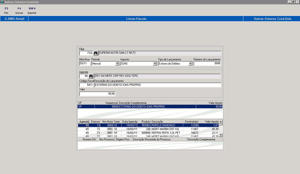 Para esta situação também é criado um lançamento de OUTROS CRÉDITOS de ICMS-ST automaticamente no VGLMOCOD.