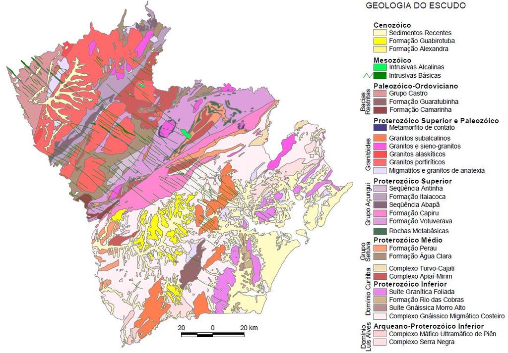4 GEOLOGIA REGIONAL A proposta tectonoestratigráfica utilizada para este trabalho é aquela apresentada no Atlas Geológico do Estado do Paraná proposto pelo Serviço Geológico do Paraná - MINEROPAR