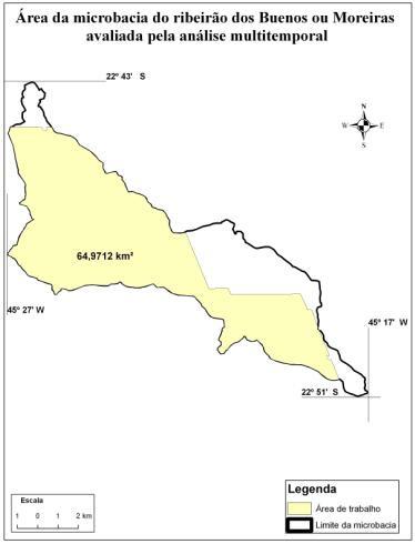 Figura 2: Área da microbacia do ribeirão dos Buenos ou Moreiras avaliada pela análise