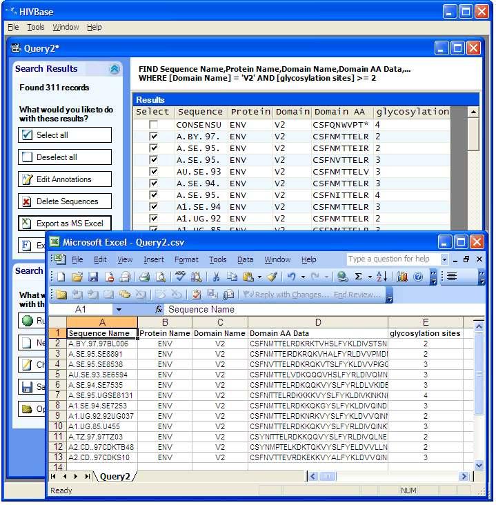 FIGURA 12. Sistema HIVBASE para manipulação e organização das sequencias HIVBASE (adaptado de: http://www.genejohnson.net/export.aspx).