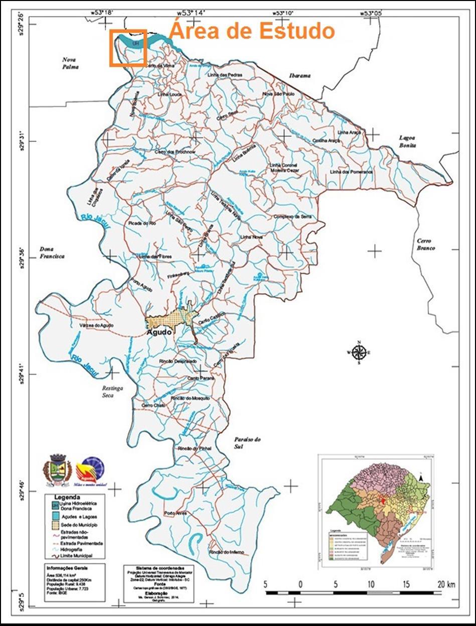 Microrregião de Restinga Seca e na Mesorregião do Centro Ocidental Rio-Grandense, a qual pertence a Quarta Colônia de Imigração Italiana (IBGE,2015).