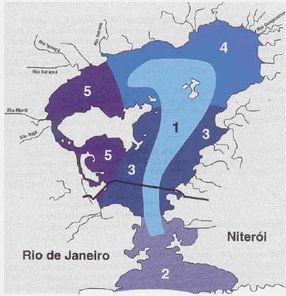 28 Estudos ambientais realizados na Baía de Guanabara propõem dividir o espelho d água em áreas de acordo com suas características físicas, químicas, e mais recentemente, as hidrobiológicas.
