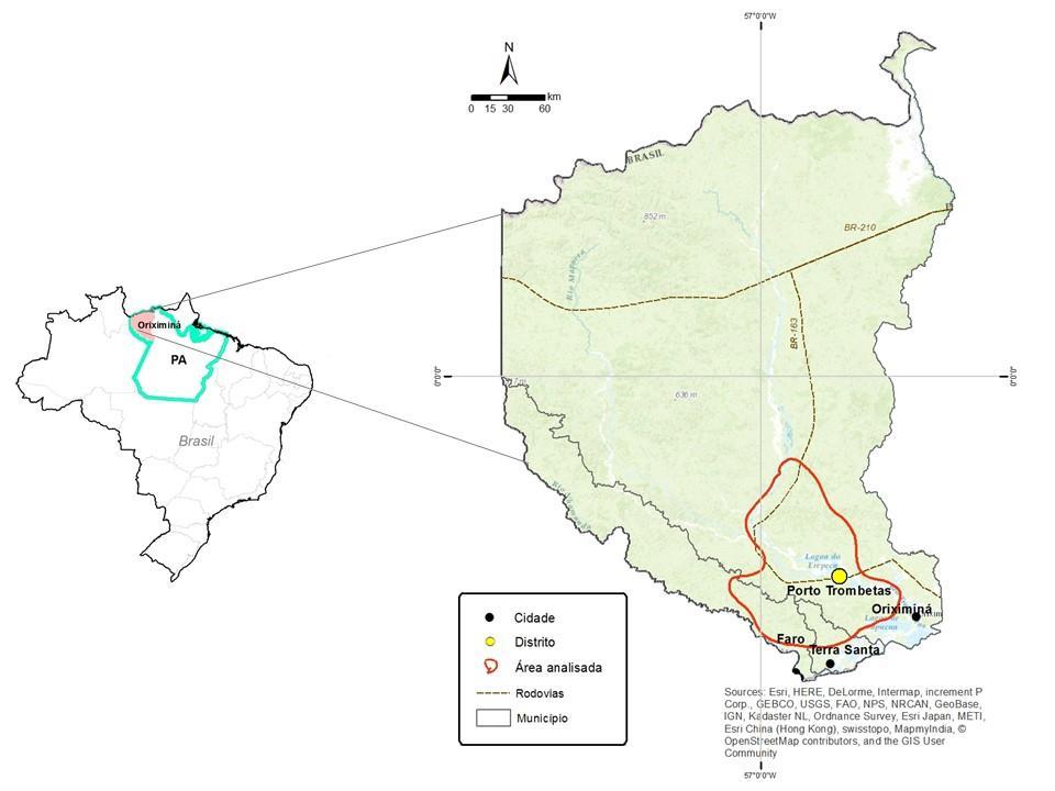 Localização da área analisada, que engloba o