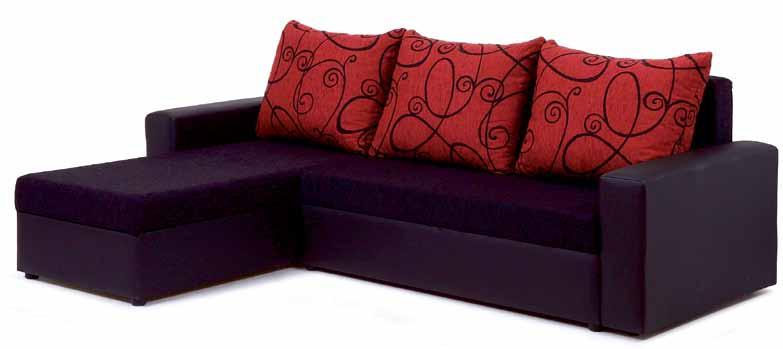 Sofás SOFÁ DE CANTO com chaise longue reversível e cama 229x88x154 CADIZ pele sintética preto/