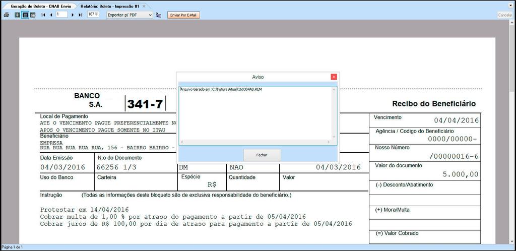 Calculo Alterar Desconto: Escolhendo esta opção o percentual irá ser inserido no desconto, fazendo com que se o boleto for pago antes da data de vencimento, o mesmo irá receber o desconto.