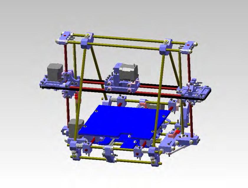 Figura 4: Modelamento tridimensional da impressora 3D (AUTORIA PRÓPRIA) Para a montagem da impressora 3D do tipo Prusa Mendel V1.