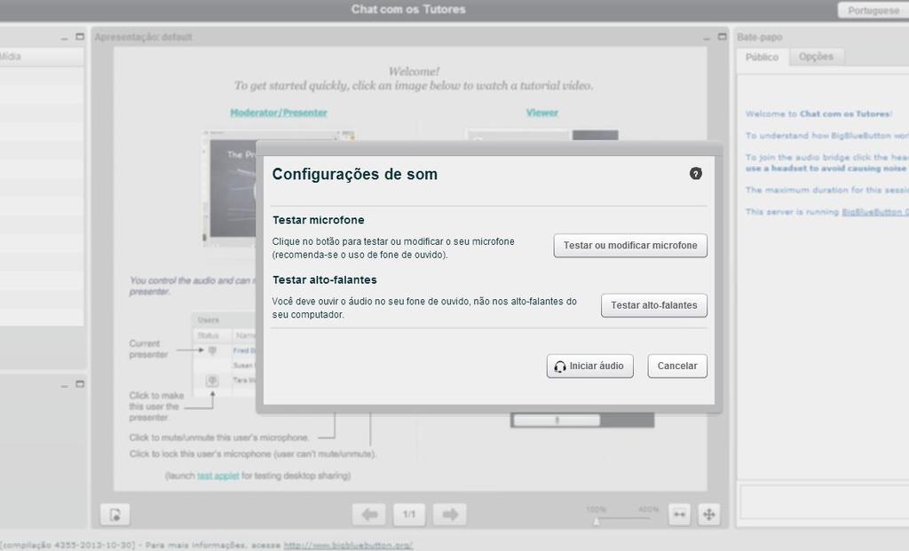 20 Figura 28- Testes de Áudio Na Figura 28 acima é necessário acessar os dispositivos multimídias fone de ouvido e microfone.