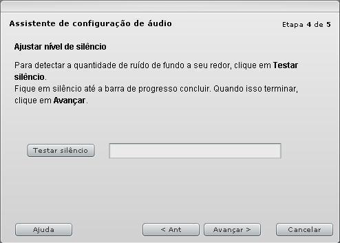 Figura 36 Teste com a gravação de áudio Para ajustar o nível do silencio, basta clicar em Testar