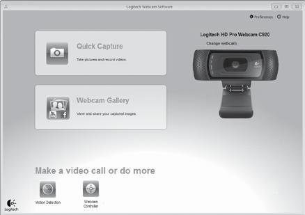 Altere as câmaras Web (no caso de ter mais de uma). 6. Abra as configurações do Logitech Webcam Software. 7. Abra o painel da Ajuda.