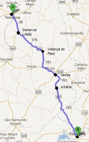 2º DIA 03 /11 DOMINGO DESTINO TERESINA/PI - 633 KM BR407/BR316/BR343 SAÍDA ATÉ ÀS 07:00H APROX.