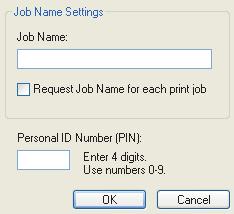 ENVIAR O DOCUMENTO 1. No separador [Opções de tarefa] do controlador, clique em [Impressão Segura]. Surge janela do PIN da tarefa (Personal Identification Number).