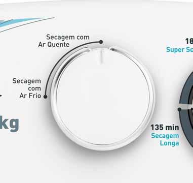 CAPACIDADE DE SECAGEM 8KG ESPECIFICAÇÕES TÉCNICAS Capacidade: 8 kg Dimensões do produto (cm) A: 105 x L: 50 x P: 57 Dimensões do produto instalado (cm) A: 105 x L: 62 x P: 57 Dimensões da embalagem