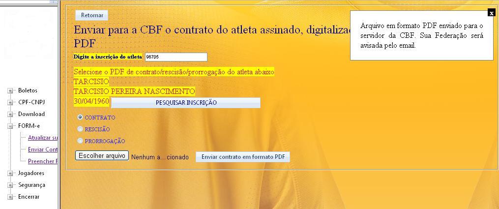 Se seu CETD-e for enviado corretamente, a