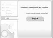 Transferir Imagens para um Computador para Visualização Quando a instalação for concluída, clique em [Restart/Reiniciar] ou [Finish/Concluir]. Retire o CD-ROM.
