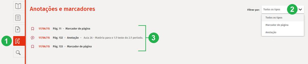 Áudio Recurso - Áudio 1. Clicar para iniciar/pausar o áudio; 2. Definir o volume do áudio; 3. Clicar para fechar e regressar à lista dos recursos multimédia.