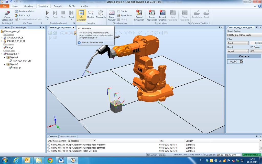 Guião N.º 4: Simulação do programa do robô no controlador virtual do ABB RobotStudio 5.15.
