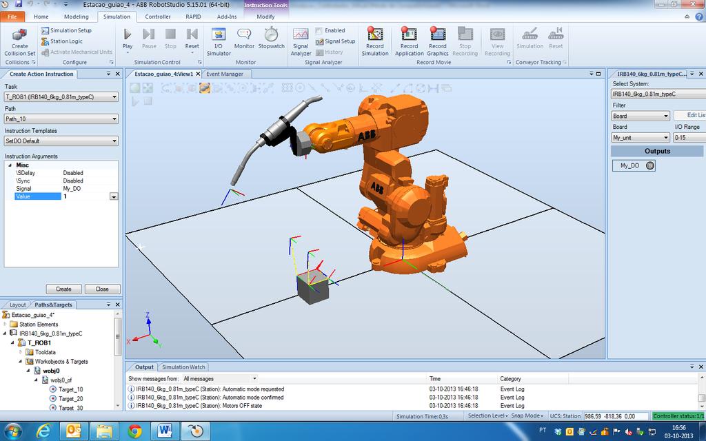 Guião N.º 4: Simulação do programa do robô no controlador virtual do ABB RobotStudio 5.15.
