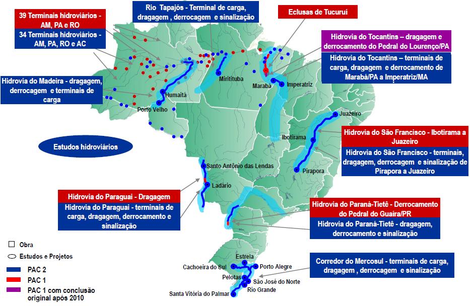 Hidrovias Ações previstas no PAC