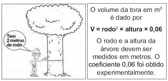 07. (ENEM) No manejo sustentável de florestas, e preciso muitas vezes obter o volume da tora que pode ser obtida a partir de uma árvore.