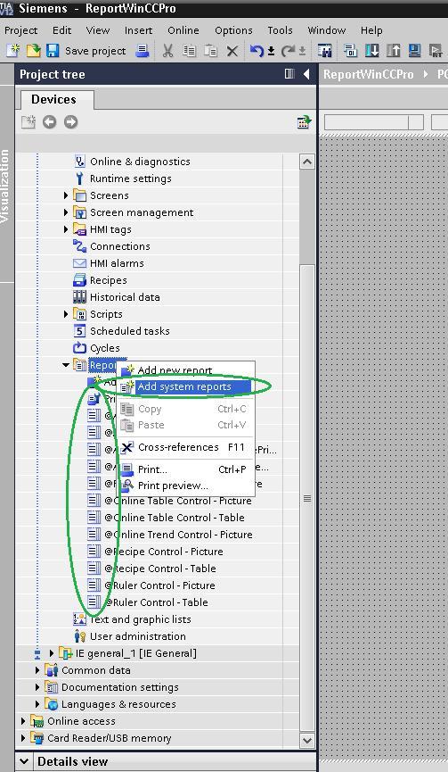 2. Configuração A Figura 1 mostra como adicionar os reports