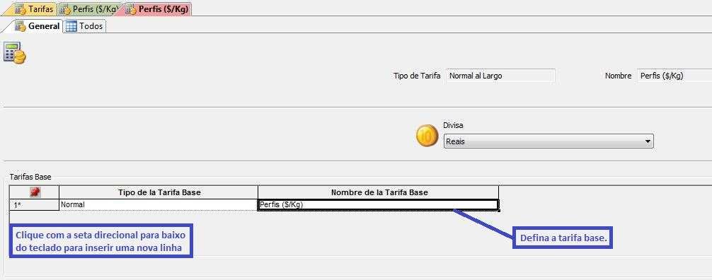 EXEMPLO: TARIFA TIPO NORMAL E NORMAL AL LARGO Caso deseje que o PrefGest calcule tanto para tipologias quanto para materiais soltos os mesmo valores, então será necessário 'linkar' sua tarifa Al