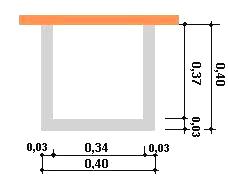 d = 60 min. x 0,5 mm/min.= 30 mm (espessura da madeira carbonizada). Seção final [0,40-(0,03+0,03)] x (0,40-0,03) = 0,34m x 0,37m. 3 0,34x0,37 4 I = = 0,001445m 12 Figura 5.