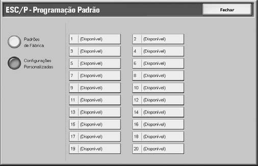 4. Status da máquina 2. Selecione Armazenar seleções atuais ou Excluir para identificar a tarefa que você deseja executar. Armazenar seleções atuais Armazena as seleções atuais.