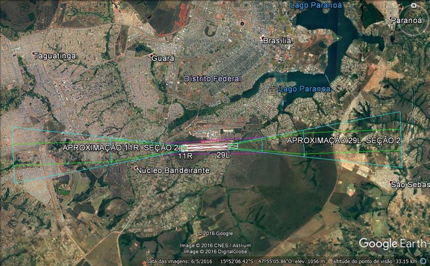 7 Figura 3 - Superfícies limitadoras de obstáculos (Segunda Pista). Fonte: Google Earth. 3.3 Superfícies de Segmento Visual (VSS) A VSS é a fase do voo imediatamente após uma aeronave atingir condições visuais durante a realização de um procedimento de pouso por instrumento.