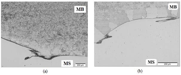 ISSN 116-9X Figura 6. Ocorrência de zonas parcialmente diluídas na interface (MO). Aumento:100X.