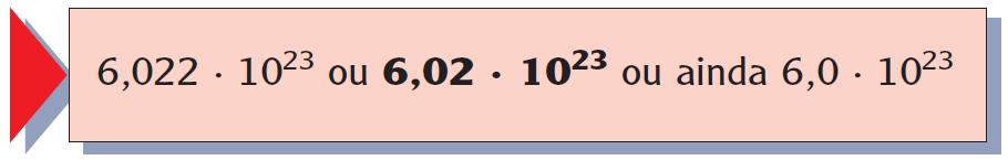 Constante de Avogadro (N A ) Esta constante tem como valor aceito atualmente: Em uma massa em gramas numericamente igual à massa atômica, para qualquer