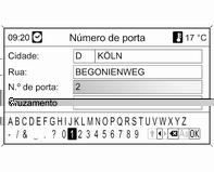 Os símbolos que se seguem podem ser seleccionados na linha inferior: : Listas com letras especiais são apresentadas na linha inferior. : É marcada a letra anterior/ seguinte.