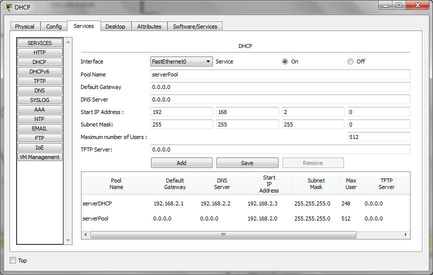 Configuração do servidor DHCP para o