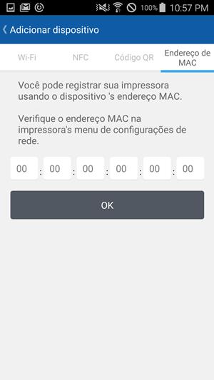 Selecionar dispositivo 13 Endereço MAC Você pode verificar o Endereço de MAC imprimindo o relatório de configuração da rede no menu Rede na tela de apresentação do painel de controle do produto.