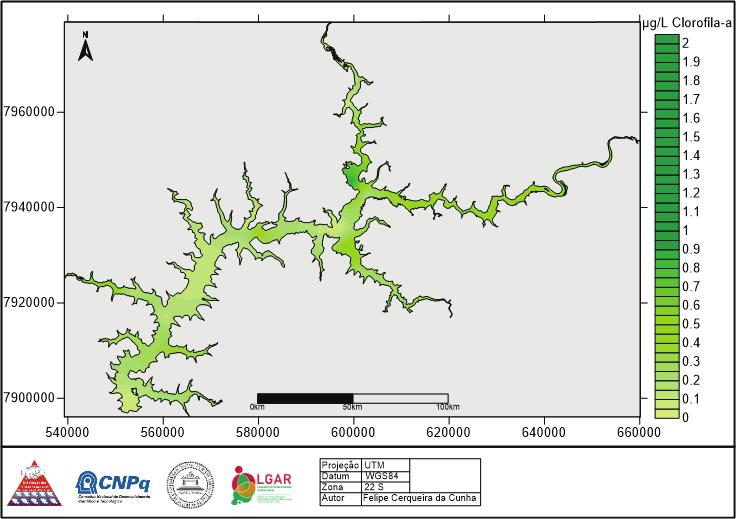 26 27 Figura 11 - Concentrações superficiais (0,5 m) de clorofila-a no Reservatório de São Simão - 8 a 10 de maio 2012 Apesar disso, para baixas concentrações de clorofila e nutrientes na maior parte