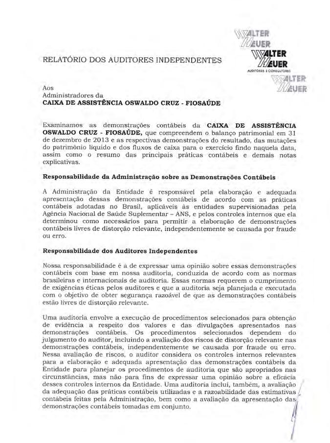 CAIXA DE ASSISTÊNCIA OSWALDO CRUZ - FIOSAÚDE CNPJ/MF nº 03.