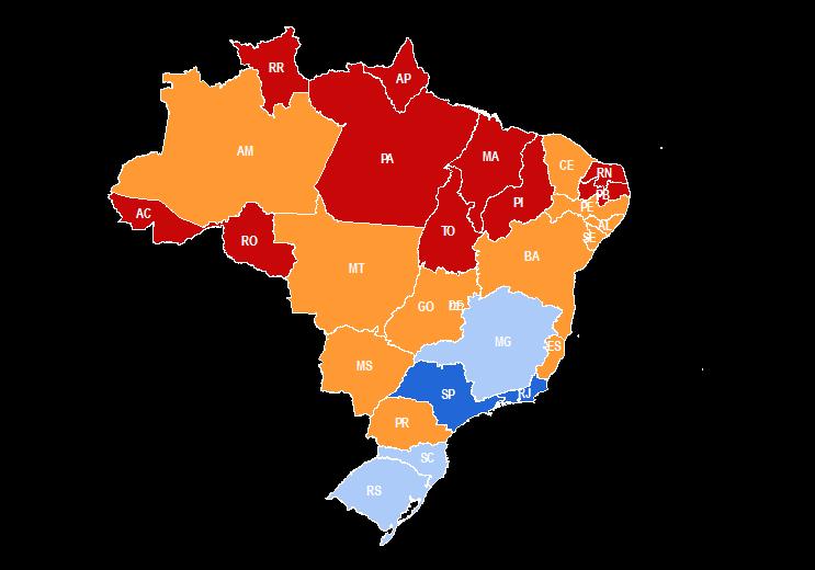 Inovação CLASSIFICAÇÃO MUITO BOM BOM MODERADO RUIM #1 100 85 Escala 100 para o melhor, 0 para o pior 65 55 50 45 45 35 35 30 30 30 30 30 25 25 25 20 20 20 15 15 10 10 10 10 10 SP RJ MG RS SC AM PR BA