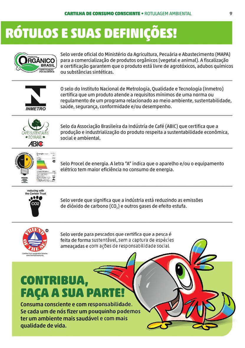 CARTILHA DE CONSUMO COflSaENTE. ROTULAGEM AMBIENTAL 9 RÓTULOS ESUAS DEFINiÇÕES!