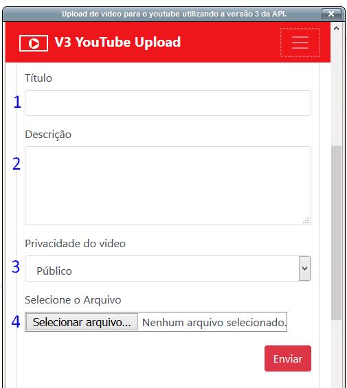vídeo e não do curso; Privacidade do Vídeo (3): Os modelos de privacidade do vídeo são os modelos fornecidos pelo YouTube (Consulte os modelos de