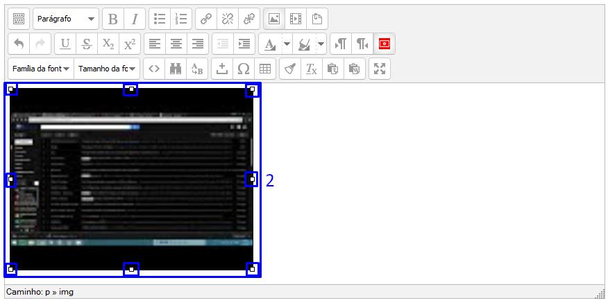 Para expandir ou comprimir uma imagem utilize as bordas (2) da imagem para esta operação.
