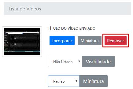 Remoção de vídeo Este processo permite a remoção de um vídeo da plataforma YouTube.