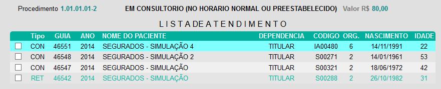 O código e nome do paciente, com sua dependência, órgão público e data de nascimento e idade. Figura 11. Tela de Lista de Atendimento. 7.