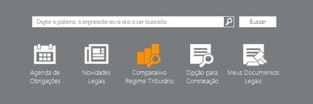 2.1- Em seguida, clique no ícone COMPARATIVO REGIME TRIBUTÁRIO: 2.2- Será aberta a tela CONTEÚDO CONTÁBIL TRIBUTÁRIO COMPARATIVO REGIME TRIBUTÁRIO, conforme abaixo: 2.2.1- No grupo INFORMAÇÕES PARA O CÁLCULO: 2.