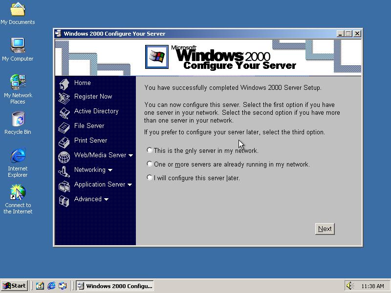 Suporte para redes domésticas Windows 2000 Corporativo.