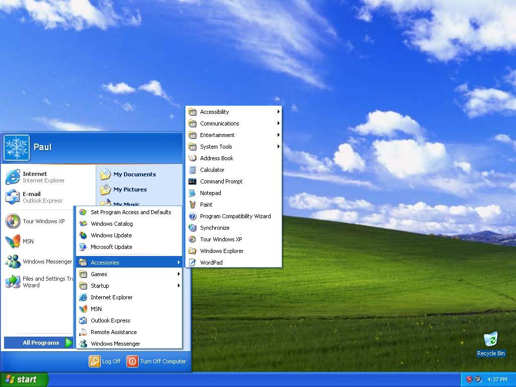 Microsoft Windows Windows XP - 2001 Melhor interface com o usuário: Área de trabalho muito mais clara e desobstruída.