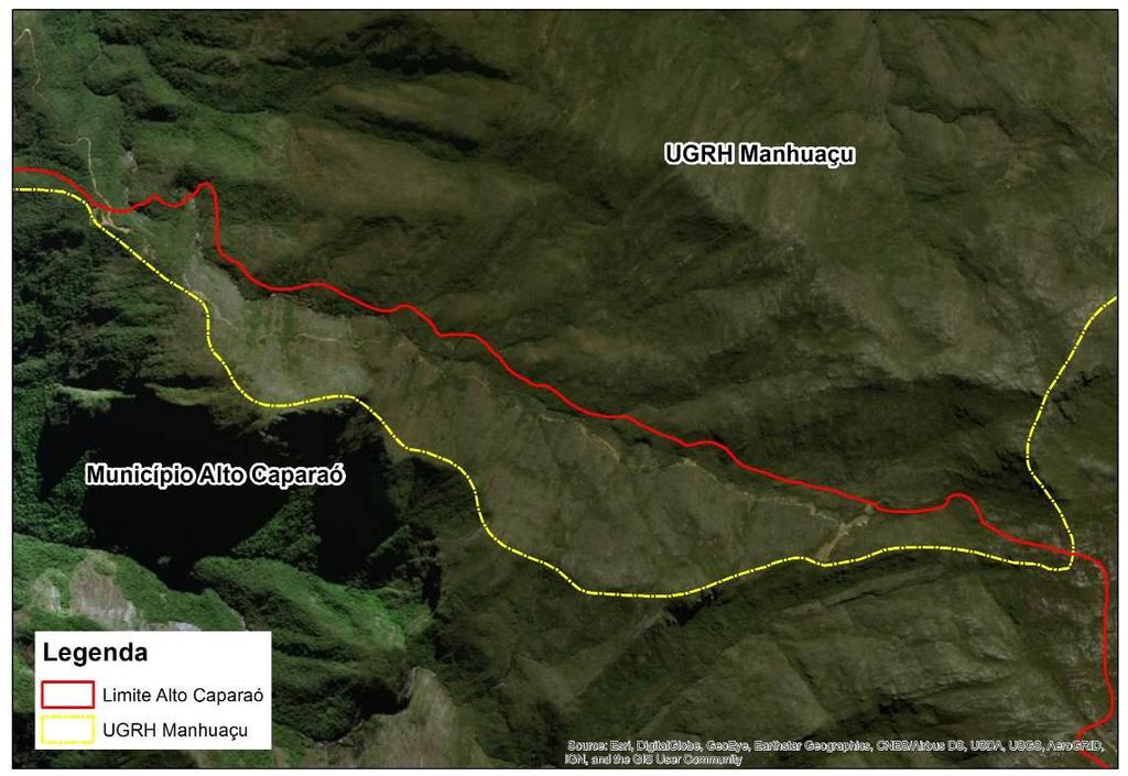 Figura 4 Imagem de satélite da área em comum entre o município de Alto Caparaó e UGRH Manhuaçu.