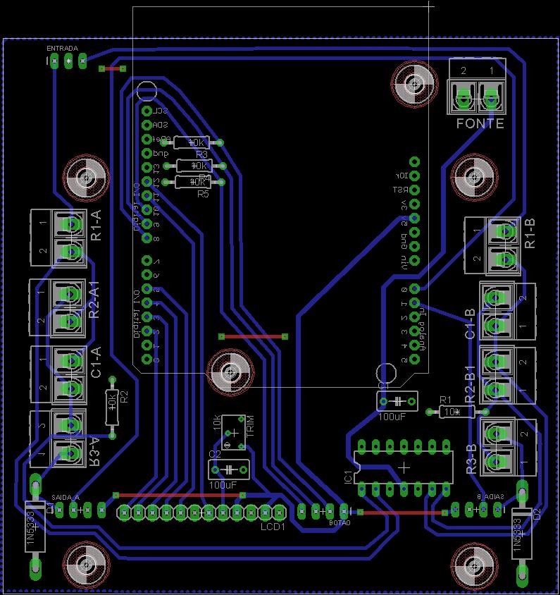 Figura 3 Layout da placa de circuito impresso, face simples.